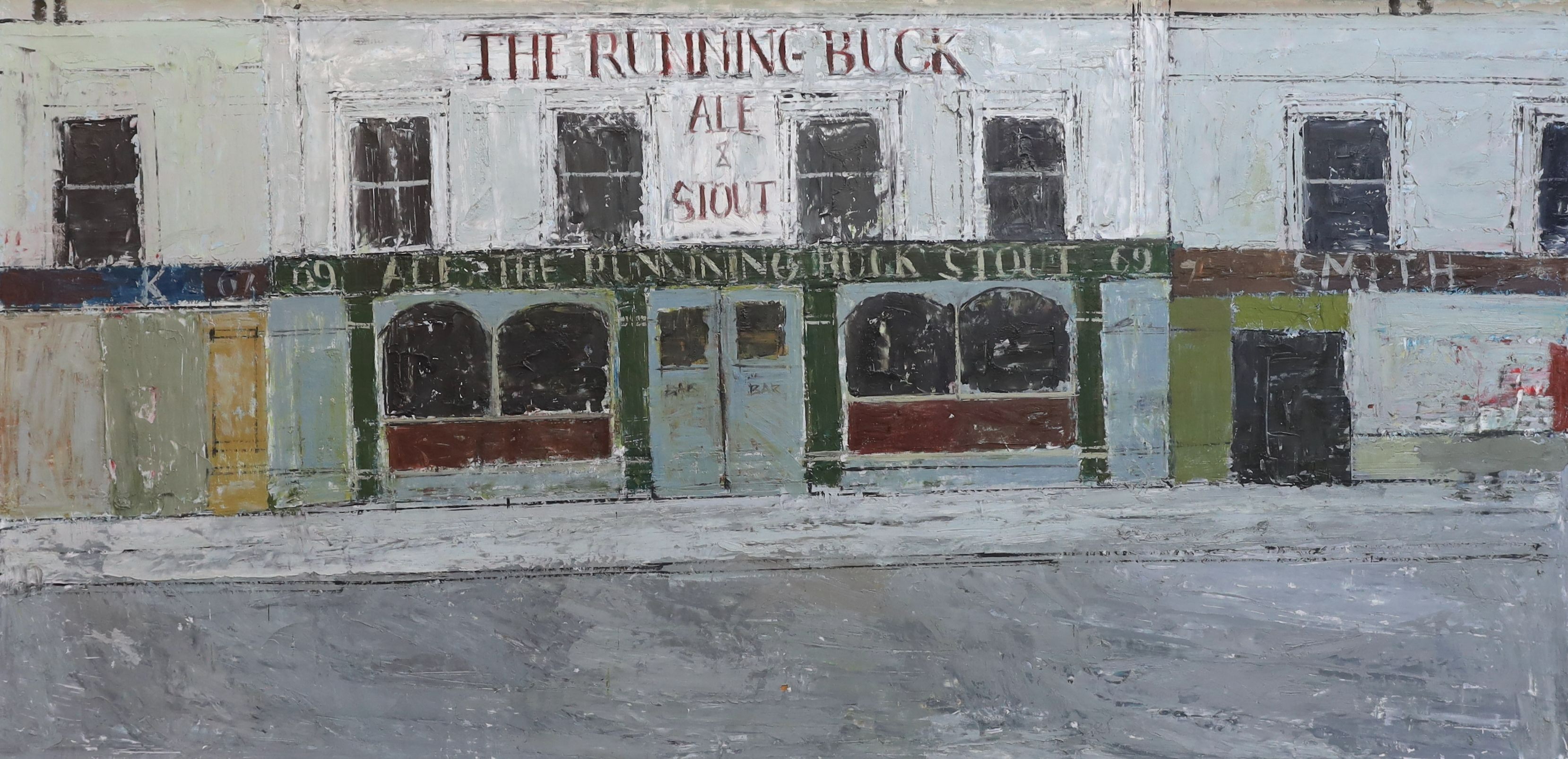 Brian Hagger (1935-2006), 'Façade', oil on board, 60 x 121cm